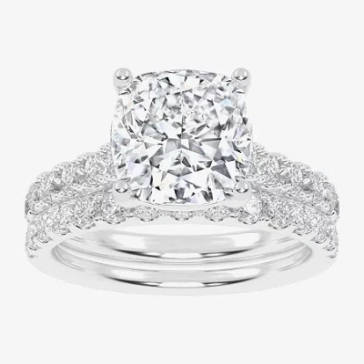 Modern Bride Signature By  (g-h / Vs2-si1) Womens 4 Ct. T.w. Lab Grown White Diamond 14k White Gold C In Metallic