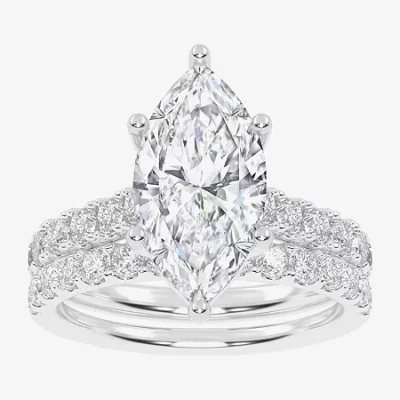 Modern Bride Signature By  (g-h / Vs2-si1) Womens 4 Ct. T.w. Lab Grown White Diamond 14k White Gold M In Metallic