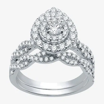 Modern Bride Signature By  (g / Si1 - Si2) Womens 1 1/2 Ct. T.w. Lab Grown White Diamond 10k White Go In Metallic