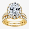Modern Bride Signature By  (g / Si1-si2) Womens 5 Ct. T.w. Lab Grown White Diamond 14k Gold Oval Side In Yellow