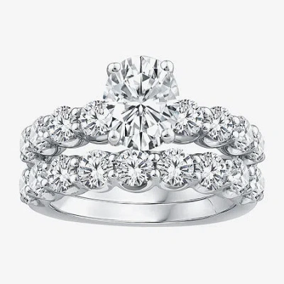 Modern Bride Signature By  (g / Si1-si2) Womens 4 Ct. T.w. Lab Grown White Diamond 10k Gold Oval Side