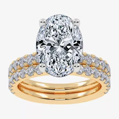 Modern Bride Signature By  (g / Vs2-si1) Womens 4 Ct. T.w. Lab Grown White Diamond 14k White Gold Ova