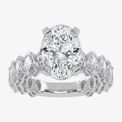 Modern Bride Signature By  (g / Vs2-si1) Womens 5 Ct. T.w. Lab Grown White Diamond 14k White Gold Ova In Silver