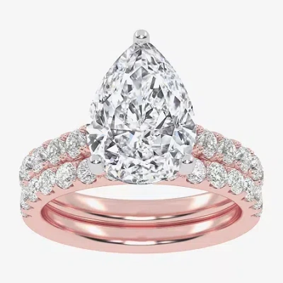 Modern Bride Signature By  (g-h / Si1-si2) Womens 4 Ct. T.w. Lab Grown White Diamond 14k Gold Pear Si In Pink