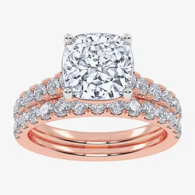 Modern Bride Signature By  (g-h / Vs2-si1) Womens 2 Ct. T.w. Lab Grown White Diamond 14k Gold Cushion In Pink