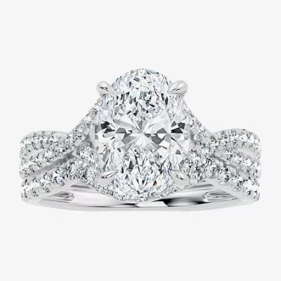 Modern Bride Signature By  (g/vs2-si1) Womens 3 1/2 Ct. T.w Lab Grown White Diamond 10k Gold Oval Sid In Metallic