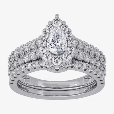 Modern Bride Signature By  (h-i / Si1-si2) Womens 1 1/2 Ct. T.w. Lab Grown White Diamond 10k White Go In Silver
