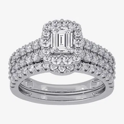 Modern Bride Signature By  (h-i / Si1-si2) Womens 1 1/2 Ct. T.w. Lab Grown White Diamond 10k White Go In Metallic