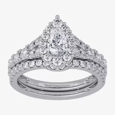 Modern Bride Signature By  (h-i / Si1-si2) Womens 1 1/2 Ct. T.w. Lab Grown White Diamond 10k White Go In Metallic