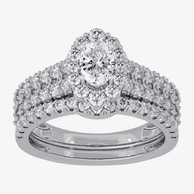 Modern Bride Signature By  (h-i / Si1-si2) Womens 1 1/2 Ct. T.w. Lab Grown White Diamond 10k White Go