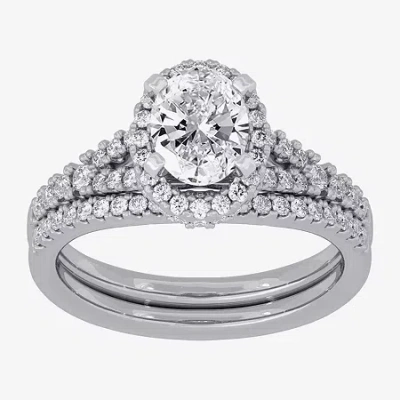 Modern Bride Signature By  (h-i / Si1-si2) Womens 1 1/2 Ct. T.w. Lab Grown White Diamond 10k White Go In Silver
