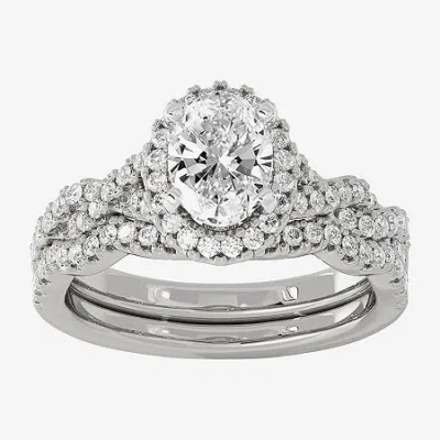 Modern Bride Signature By  (h-i / Si1-si2) Womens 1 1/2 Ct. T.w. Lab Grown White Diamond 10k White Go In Silver