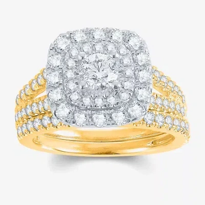 Modern Bride Signature By  (h-i / Si1-si2) Womens 1 1/2 Ct. T.w. Lab Grown White Diamond 10k White Go In Gold