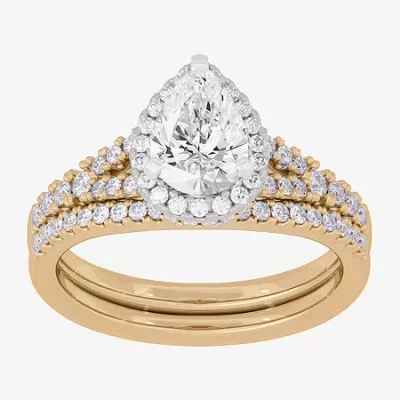 Modern Bride Signature By  (h-i / Si1-si2) Womens 1 1/2 Ct. T.w. Lab Grown White Diamond 10k White Go In Gold