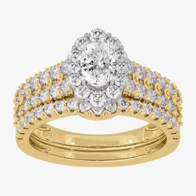 Modern Bride Signature By  (h-i / Si1-si2) Womens 1 1/2 Ct. T.w. Lab Grown White Diamond 10k White Go In Gold