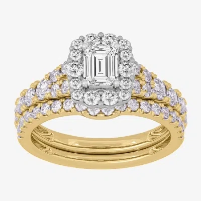 Modern Bride Signature By  (h-i / Si1-si2) Womens 1 1/2 Ct. T.w. Lab Grown White Diamond 10k White Go In Yellow