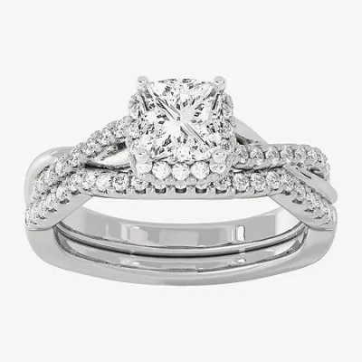 Modern Bride Signature By  (h-i / Si1-si2) Womens 1 1/5 Ct. T.w. Lab Grown White Diamond 10k White Go In Silver