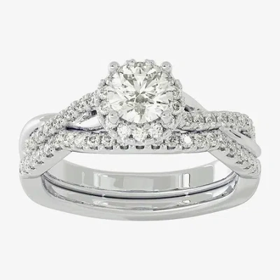 Modern Bride Signature By  (h-i / Si1-si2) Womens 1 1/5 Ct. T.w. Lab Grown White Diamond 10k White Go In Silver