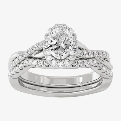 Modern Bride Signature By  (h-i / Si1-si2) Womens 1 1/5 Ct. T.w. Lab Grown White Diamond 10k White Go In Silver