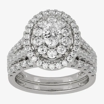 Modern Bride Signature By  (h-i / Si1-si2) Womens 2 Ct. T.w. Lab Grown White Diamond 10k White Gold O In Silver