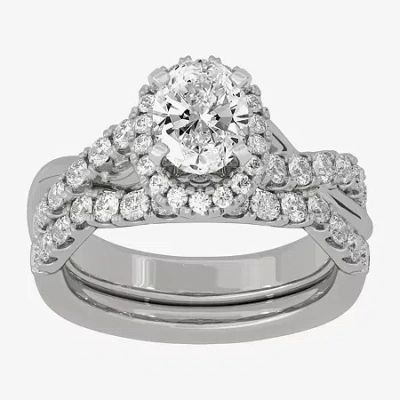 Modern Bride Signature By  (h-i / Si1-si2) Womens 2 Ct. T.w. Lab Grown White Diamond 10k White Gold O In Silver