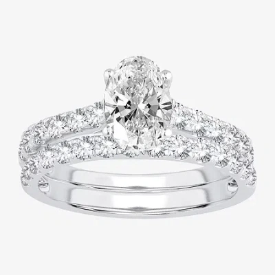 Modern Bride Signature By  (h-i / Si1-si2) Womens 2 Ct. T.w. Lab Grown White Diamond 10k White Gold O In Metallic