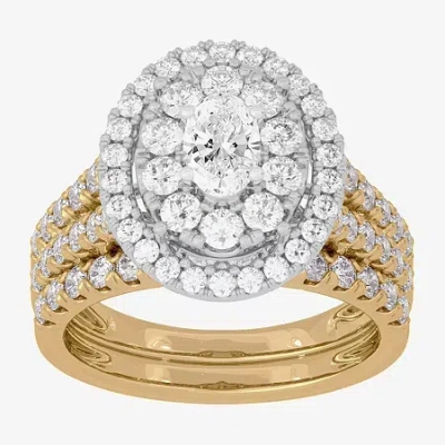 Modern Bride Signature By  (h-i / Si1-si2) Womens 2 Ct. T.w. Lab Grown White Diamond 10k White Gold O In Yellow