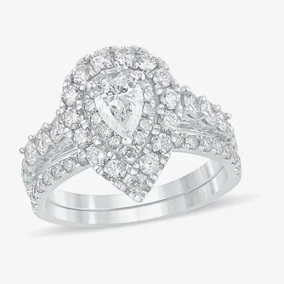 Modern Bride Signature By  (h-i / Si1-si2) Womens 2 Ct. T.w. Lab Grown White Diamond 10k White Gold P In Silver