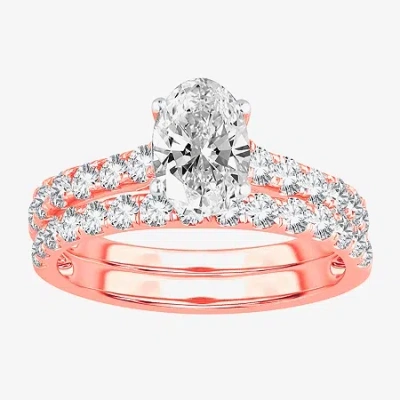 Modern Bride Signature By  (h-i / Si1-si2) Womens 2 Ct. T.w. Lab Grown White Diamond 14k Rose Gold Ov In Pink