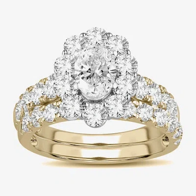 Modern Bride Signature By  (h-i / Si1-si2) Womens 3 Ct. T.w. Lab Grown White Diamond 10k White Gold O