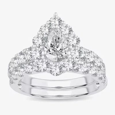 Modern Bride Signature By  (h-i / Si1-si2) Womens 3 Ct. T.w. Lab Grown White Diamond 10k White Gold P In Neutral
