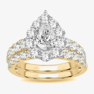 Modern Bride Signature By  (h-i / Si1-si2) Womens 3 Ct. T.w. Lab Grown White Diamond 10k White Gold P In Yellow