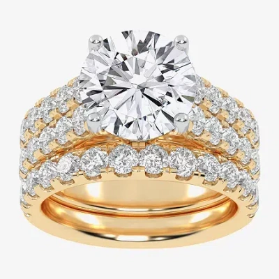 Modern Bride Signature By  (h-i / Si1-si2) Womens 5 Ct. T.w. Lab Grown White Diamond 14k Gold Round B In Yellow