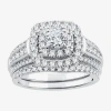 Modern Bride Signature By  Womens 1 1/2 Ct. T.w. Natural White Diamond 14k White Gold Cushion Bridal  In Silver