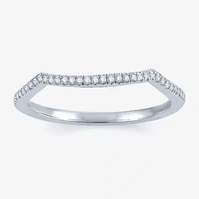 Modern Bride Signature By  Womens 1/10 Ct. T.w. Natural White Diamond 14k Gold Wedding Band In Metallic