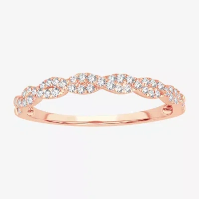 Modern Bride Signature By  Womens 1/5 Ct. Natural White Diamond 10k Rose Gold Wedding Band