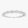 Modern Bride Signature By  Womens 1/5 Ct. Natural White Diamond 10k White Gold Anniversary Wedding Ba In Metallic