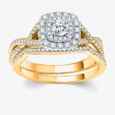 Modern Bride Signature By  Womens 3/4 Ct. T.w. Natural White Diamond 10k Gold Cushion Bridal Set