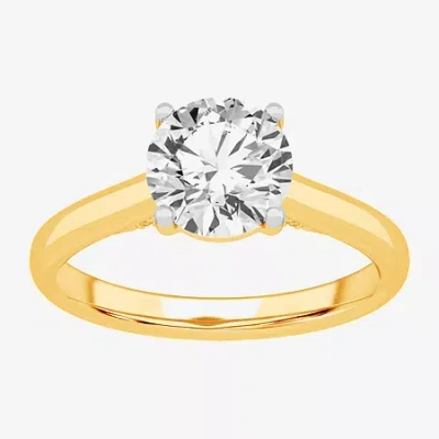 Modern Bride Solitaire Ring (g-h / Si1-si2) Womens 2 Ct. T.w. Lab Grown White Diamond 14k Gold Round Solitaire En In Yellow