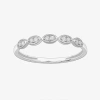 Modern Bride Stackable Ring (h-i / Si1-si2) Diamond Accent Lab Grown White Diamond 10k Gold Marquise Wedding Band In Silver