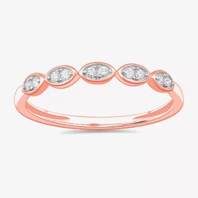 Modern Bride Stackable Ring (h-i / Si1-si2) Diamond Accent Lab Grown White Diamond 10k Gold Marquise Wedding Band