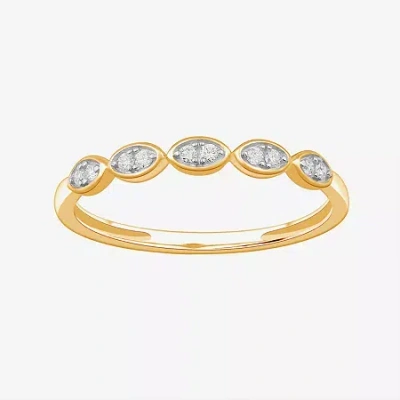 Modern Bride Stackable Ring (h-i / Si1-si2) Diamond Accent Lab Grown White Diamond 10k Gold Marquise Wedding Band
