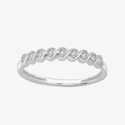 Modern Bride Stackable Ring (h-i / Si1-si2) Diamond Accent Lab Grown White Diamond 10k Gold Square Wedding Band In Metallic