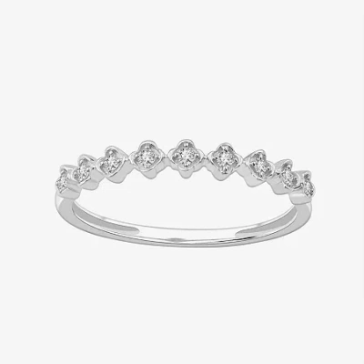 Modern Bride Stackable Ring (h-i / Si1-si2) Diamond Accent Lab Grown White Diamond 10k Gold Square Wedding Band In Metallic