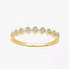Modern Bride Stackable Ring (h-i / Si1-si2) Diamond Accent Lab Grown White Diamond 10k Gold Square Wedding Band In Yellow