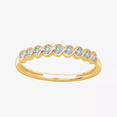 Modern Bride Stackable Ring (h-i / Si1-si2) Diamond Accent Lab Grown White Diamond 10k Gold Square Wedding Band