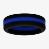 Modern Bride "thin Blue Line" Mens 8mm Silicone Wedding Band In Multi