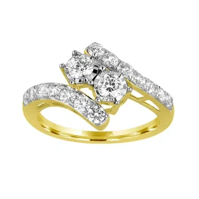 Modern Bride Two Forever 1 Ct.t.w. Natural Diamond 10k Yellow Gold Engagement Ring