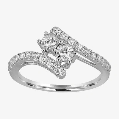 Modern Bride Two Forever 1 Ct.t.w. Natural Diamond Two-stone 10k White Gold Ring