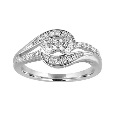 Modern Bride Two Forever 1/2 Ct.t.w. Natural Diamond 10k White Gold Ring